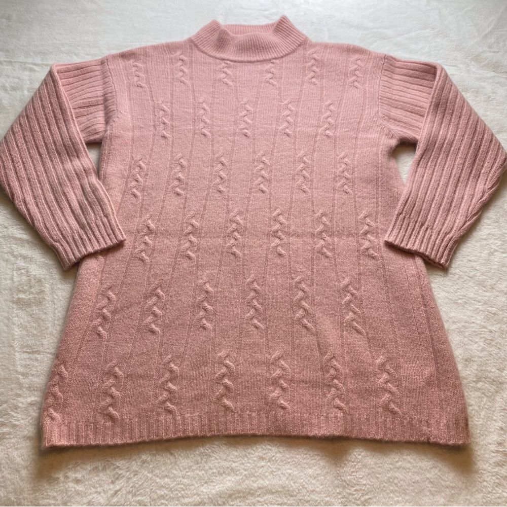 The Limited Pink Cable Knit Mock Turtleneck Sweater Size Large